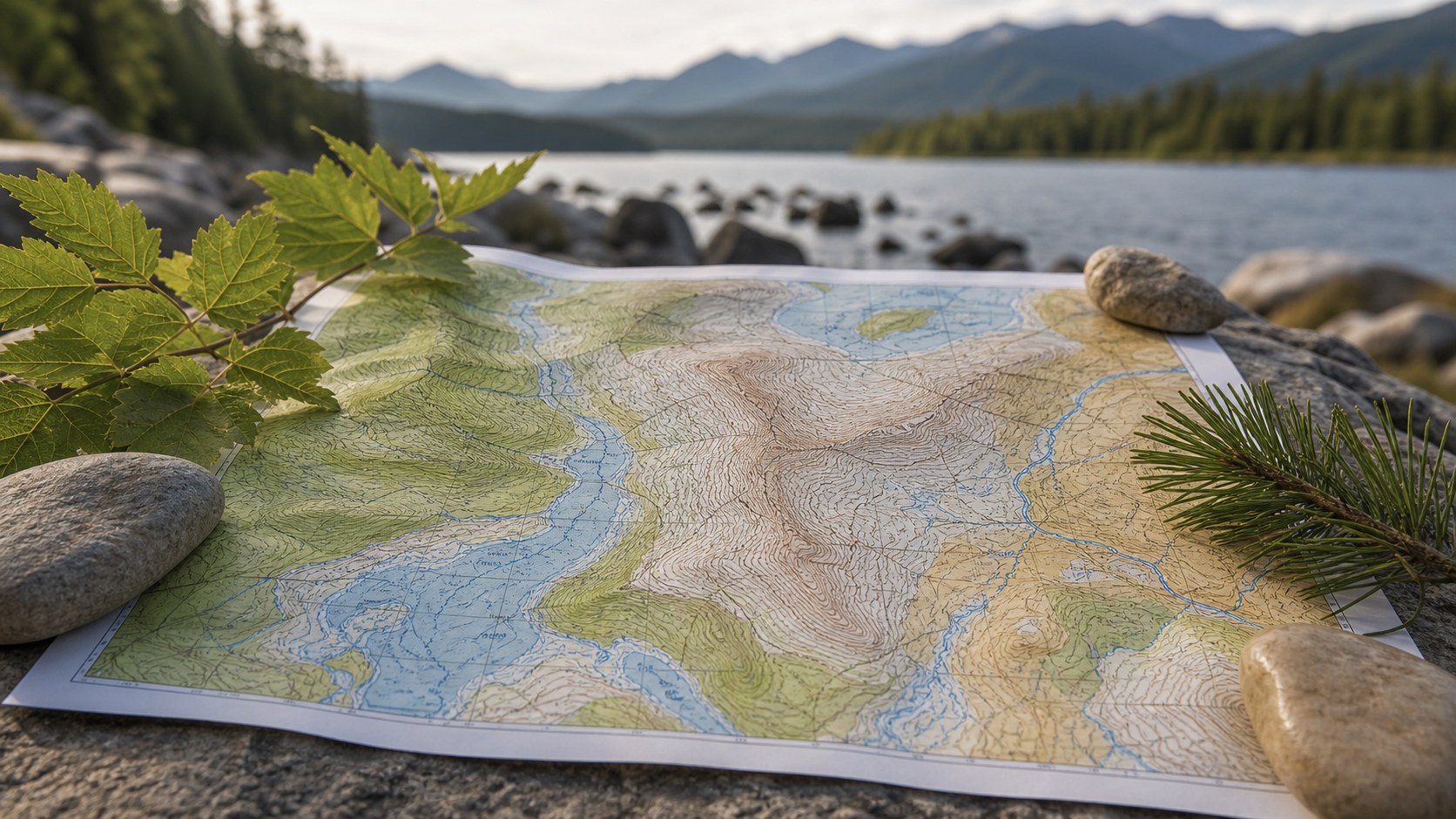 Featured image for Understanding the Color Codes of Topographic Maps showing topographic map reading and terrain context