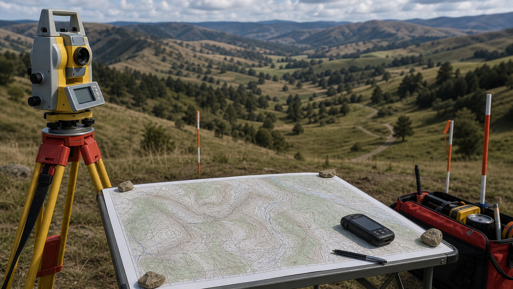 Featured image for How Surveyors Use Topographic Maps in Their Work showing topographic map reading and terrain context