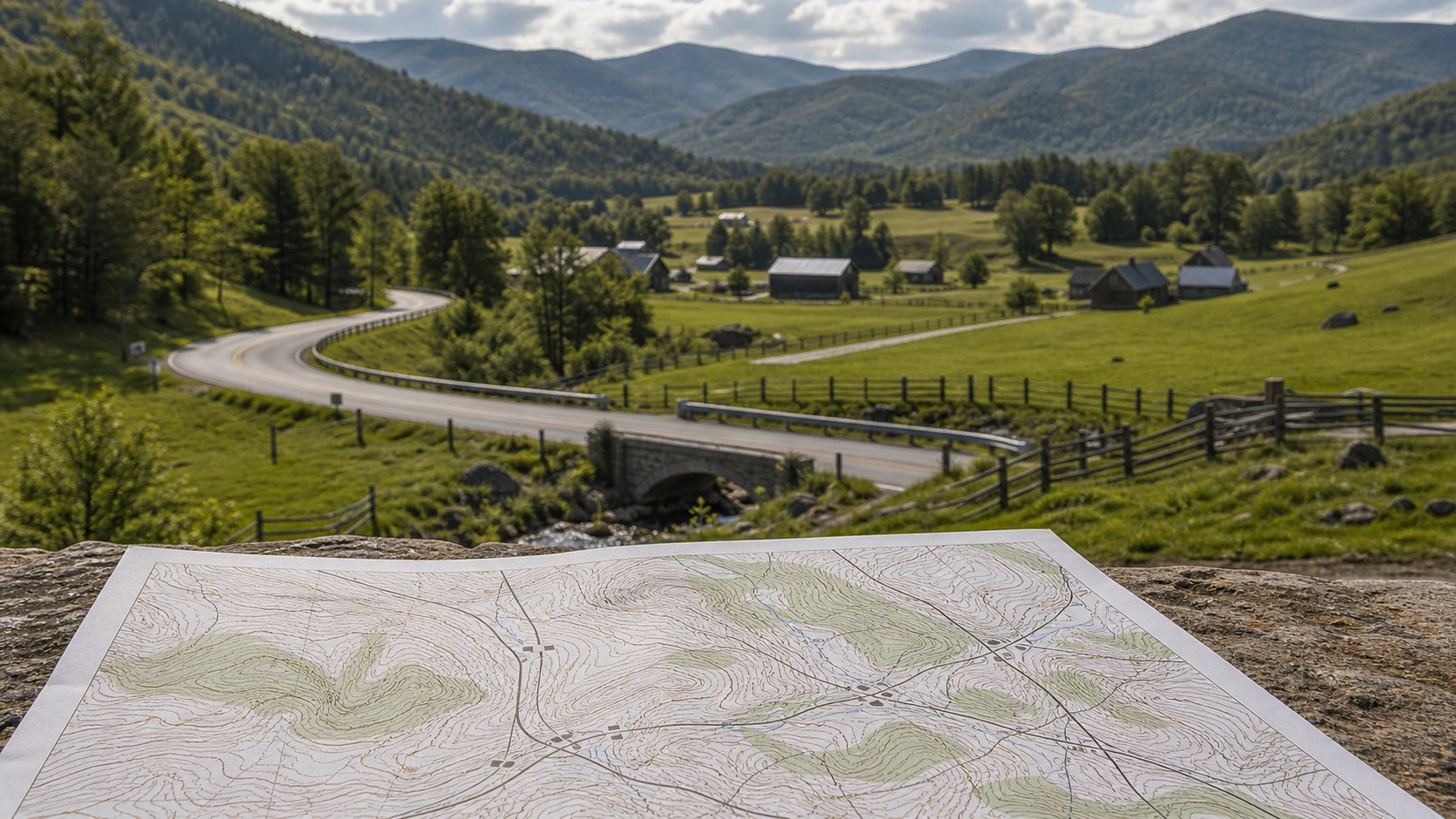 Featured image for How to Spot Man-Made Features on Topographic Maps showing topographic map reading and terrain context