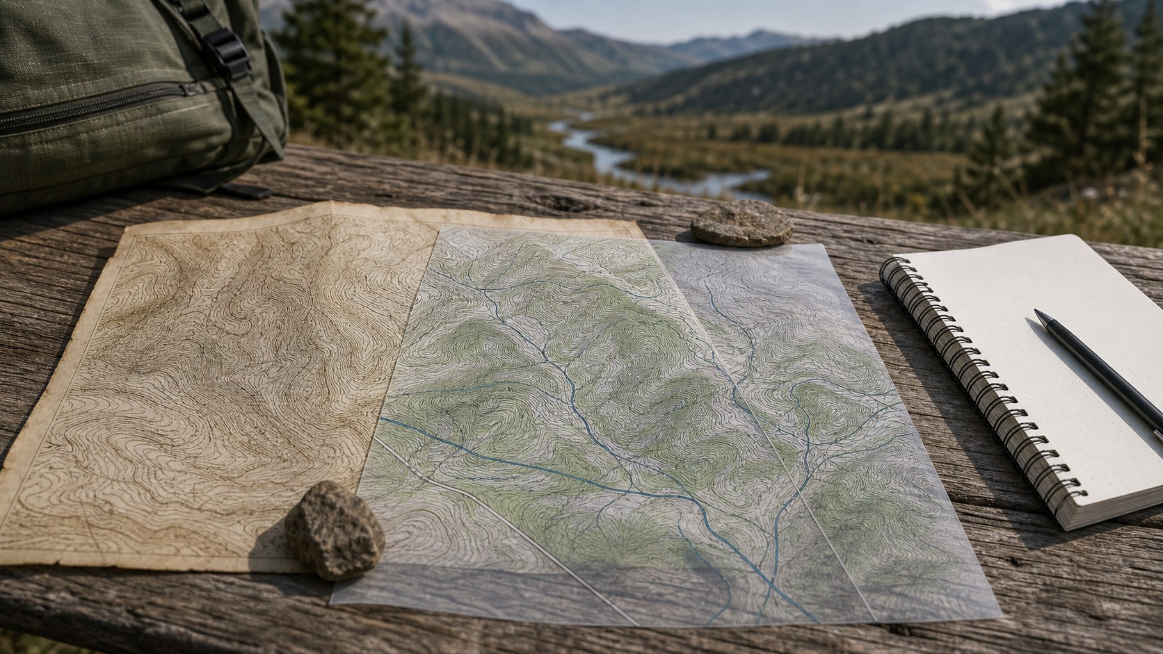 Featured image for How to Update Outdated Topographic Maps showing topographic map reading and terrain context