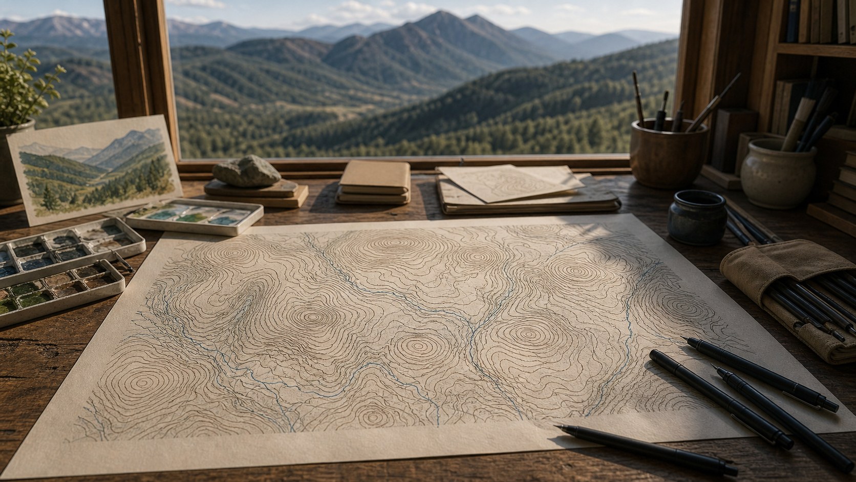 Featured image for The Art of Hand-Drawn Topographic Maps showing topographic map reading and terrain context